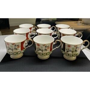 Vintage 1978-1987 Mikasa Bone China Footed Tea Coffee Cups Shogun A6851 Set of 9